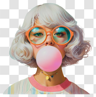 Bubble Gum Day - Girl Blowing Bubble Gum Transparent PNG