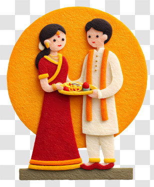 Karwa Chauth - Traditional Couple In Festive Attire Transparent PNG
