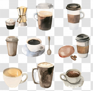 Coffee - Assorted Coffee Cups Transparent PNG