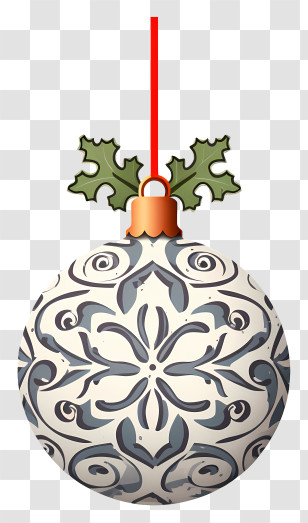 Christmas Ornament - Patterned Christmas Ornament With Holly Transparent PNG