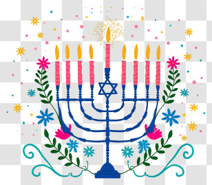 Hanukkah Menorah - Hanukkah Menorah With Candles Illustration Transparent PNG