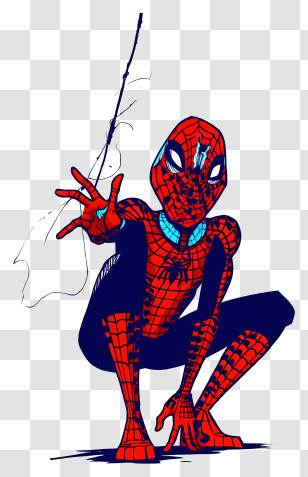 Kawaii Spider Man - Expressive Spider-Man Web Sketch Transparent PNG