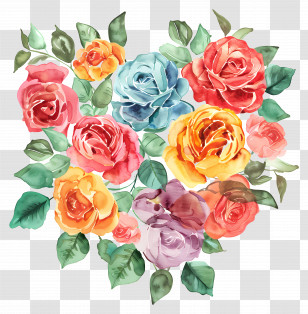 Heart Flower - Heart Of Roses In Watercolor Transparent PNG