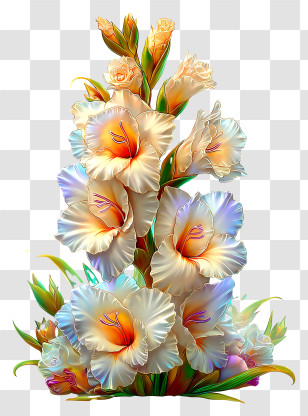 Radiant Flower Art - Elegant Gladiolus Flower Bouquet Transparent PNG