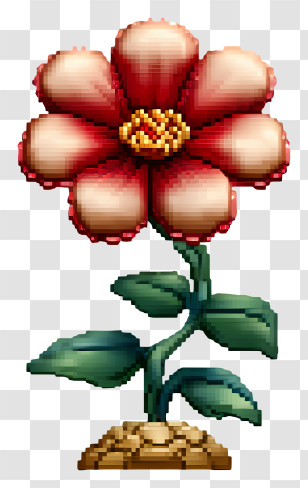 Pixel Flower - Pixel Art Red Flower Transparent PNG