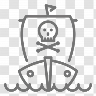 Pirate Boat - Pirate Ship With Skull And Crossbones Transparent PNG