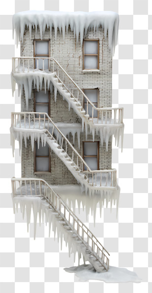 Frozen Fire Escape - Frozen Fire Escape With Icicles Transparent PNG
