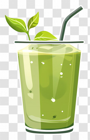 Green Tea Drink - Green Smoothie In A Glass With Straw Transparent PNG
