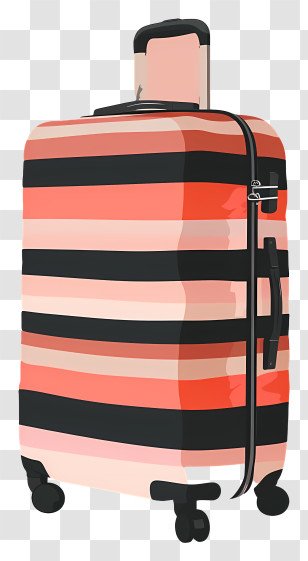 Luggage - Stylish Striped Rolling Suitcase Transparent PNG