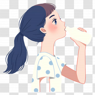 Girl Drinking Water - Girl Drinking Milk From Bottle Transparent PNG