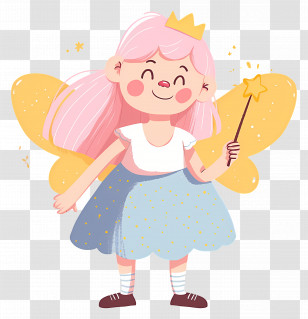 Cartoon Fairy - Fairy With Wand And Wings Transparent PNG