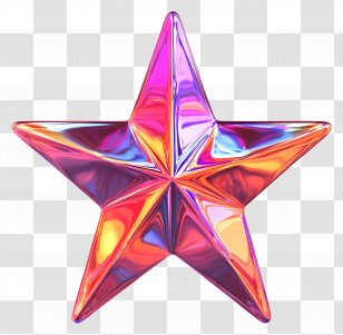Party Star - Shiny Rainbow-Colored Star Design Transparent PNG