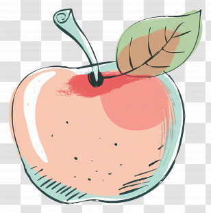Doodle Apple - Hand-Drawn Apple Illustration With Leaf Transparent PNG