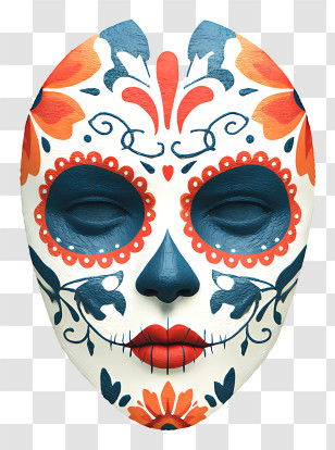 Sugar Skull Face Paint - Decorative Mask For Day Of The Dead Transparent PNG