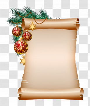 Christmas Scroll - Parchment With Christmas Decorations Transparent PNG
