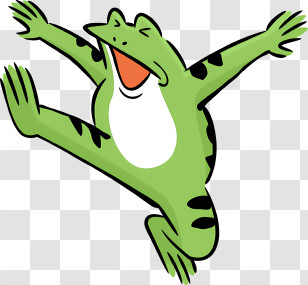 Cartoon Frog - Leaping Green Frog Cartoon Illustration Transparent PNG