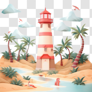 Beach Island
 - Lighthouse On A Tropical Beach Transparent PNG