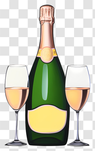 Champagne Bottle - Champagne Bottle With Glasses For Special Occasions Transparent PNG