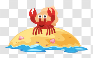 Beach - Crab On Sandy Beach Transparent PNG