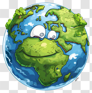 Earth Day - Smiling Cartoon Earth Illustration Transparent PNG