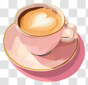 Americano - Cup Of Coffee With Heart Latte Art Transparent PNG