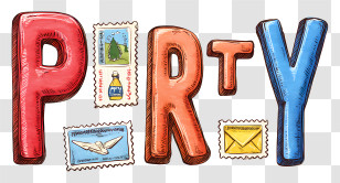 Party - Party Letters With Stamps Transparent PNG