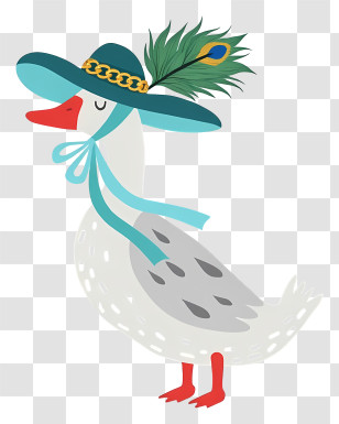 Goose Wearing Hat - Stylish Duck With Hat Character Transparent PNG