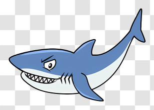 Cartoon - Cartoon Shark With Long Teeth Transparent PNG