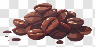 Coffee Beans - Illustration Of A Pile Of Coffee Beans Transparent PNG