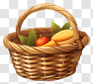 Wicker Basket - Picnic Basket With Fresh Food Transparent PNG