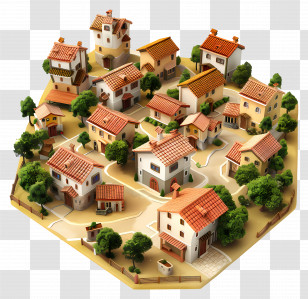Village Town - Charming Miniature Village With Houses And Trees Transparent PNG