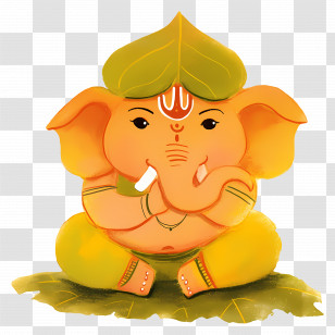 Ganesha Chaturthi - Meditating Ganesha Cartoon Illustration Transparent PNG
