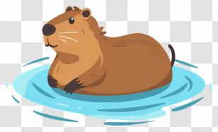 Capybara - Cute Capybara Swimming In Water Illustration Transparent PNG