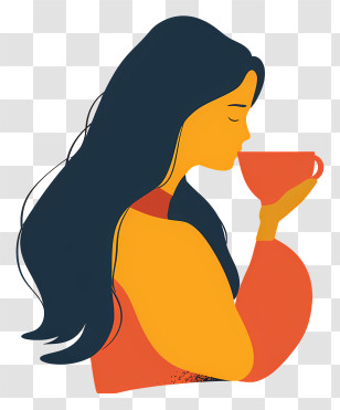 Woman Holding Cup - Woman Drinking Tea Transparent PNG