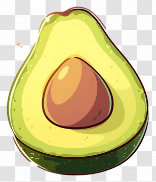 Cute Avocado - Fresh Green Avocado With Seed Transparent PNG