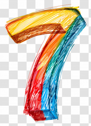 Number 7 - Colorful Number 7 Drawing Transparent PNG