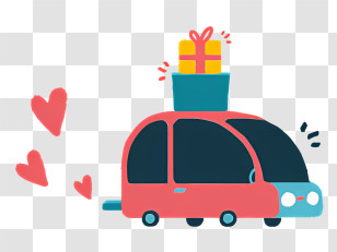 Gift Or Gifts - Car Carrying Gifts With Hearts Transparent PNG