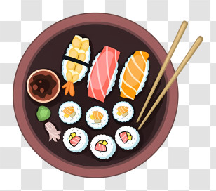 Thai Food - Sushi Platter With Chopsticks Transparent PNG