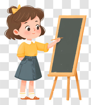 Girl Writing On School Board - Girl Teaching With Chalkboard Transparent PNG