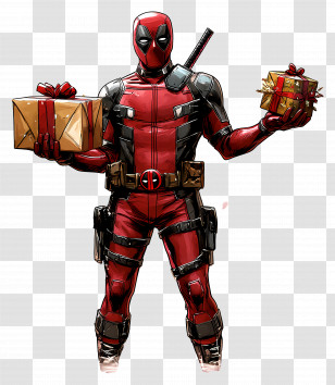 Merry Christmas - Red Character Holding Christmas Gifts Transparent PNG