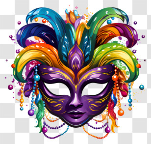 Mardi Gras Mask - Vibrant Mardi Gras Carnival Mask Transparent PNG