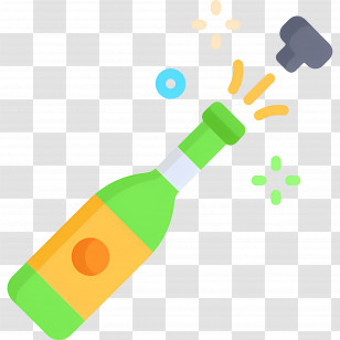 Champagne Bottle - Bottle Of Sparkling Wine Popped Open Transparent PNG