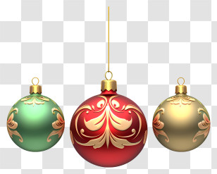 Christmas Balls - Elegant Christmas Ornaments With Golden Accents Transparent PNG