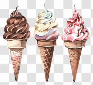 Ice Cream - Delicious Ice Cream Cones In Various Flavors Transparent PNG