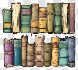 Row Of Books - Vintage Old Books On Shelf Transparent PNG