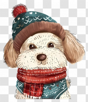Cute Dog In Winter Attire - Cute Dog Wearing Winter Attire Transparent PNG