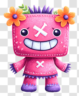 Voodoo Doll - Colorful Patchwork Doll Transparent PNG