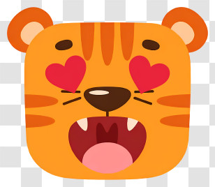 Tiger Emoji - Cute Tiger Emoji With Heart Eyes Transparent PNG