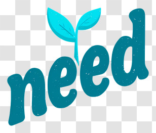 Need Logo - Teal 'Need' Eco Typography With Leaf Transparent PNG