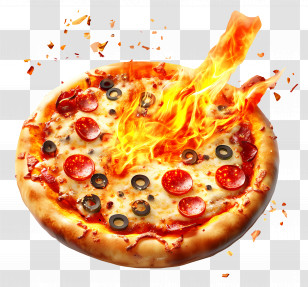 Pizza With Fire - Flaming Hot Pizza Transparent PNG